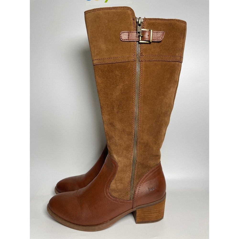 b.o.c. Born Concept Womens Cognac Brown Leather Suede Tall Riding Boots 8.5 M